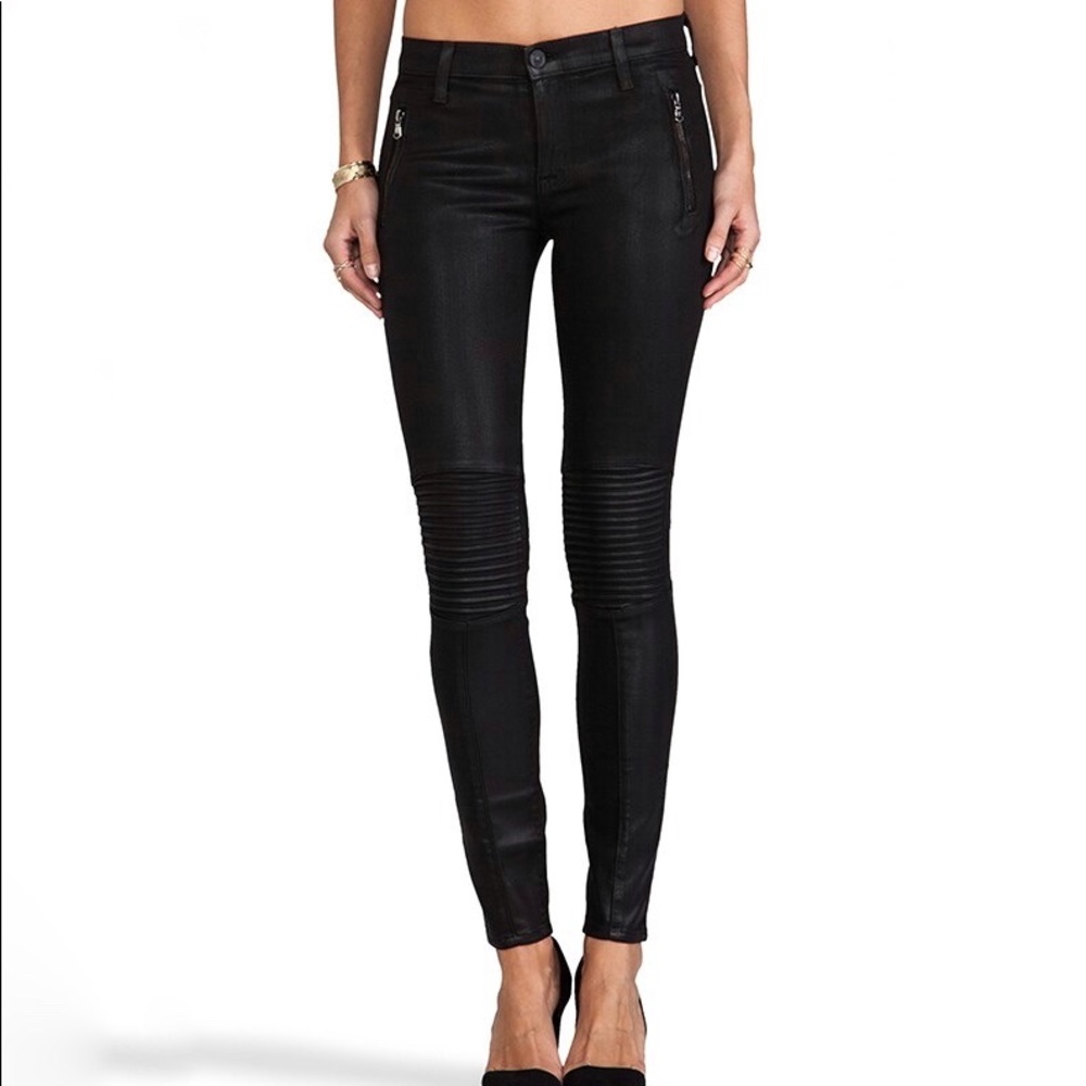 Hudson Stark Moto Skinny in Jet Black Coated